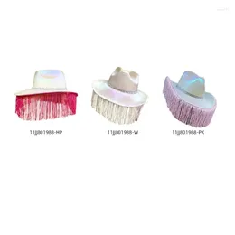 Berets Adult Sequins Cowboy Hats With Color Fringes Woman Western Cowgirl Model Show Performances Pography Hat