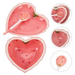 Decorative Figurines Bowl Spoon Plate Set Ceramic Serving Home Accents Decor Household Tableware Food Tray Kitchen Salad