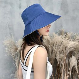 Wide Brim Hats Fashion Double-sided Foldable Bucket Summer Sunscreen Large Fisherman Cap Women Holiday Outdoor Beach Travel Visor