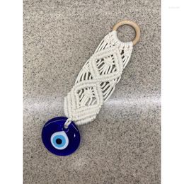 Decorative Figurines Wood Ring Cotton Thread Weaving Blue Turkish Evil Eye Wall Hanging Hademade Lucky Pendant For Home Deocr Decoration