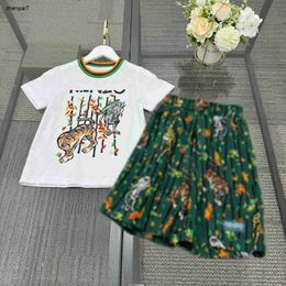 Top baby tracksuits Summer boys suits kids designer clothes Size 100-160 CM Tiger pattern print T-shirt and green shorts 24April