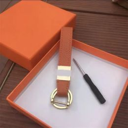 Lanyards Fashion designer keychain car keyrings leather key buckle for men women bag charm black orange blue designer key chain 10 colors p