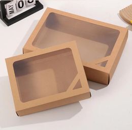 Large Simple Kraft Paper Box With Window Heaven And Earth Cover Packaging Box Towel And Bath Towel Storage Box