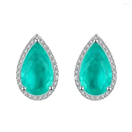 Stud Earrings Fashionable Luxury 6 9mm Droplet Shaped Synthetic Grandmother Emerald 925 Sterling Silver For Women