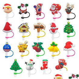 Drinking Straws Christmas Sts Topper For 7-8Mm St Resin Sile Holiday Party Sports Tumbler Glass Cup Mugs Recognizer Drop Delivery Home Dhuvl