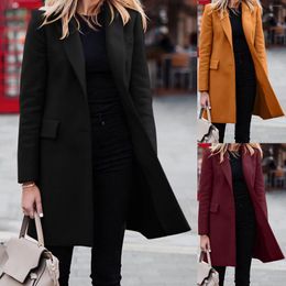 Women's Jackets Winter Wool Coat Women Casual Light Weight Thin Jacket Slim Long Sleeve Office Business Coats Wrap