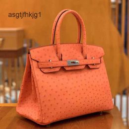 Ostrich Handbags Tote Bag Leather Fully Handstitched South African Skin Womens Bag Handbag Bk30 Luxury Texas Powder rj