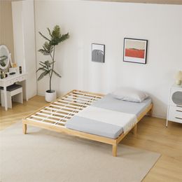 ZK20 Basic bed frame solid wood Colour King 206*192*30.5cm wooden bed No mattress.