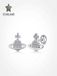 S925 pure silver ear nail Female Minority design Saturn Cross Earrings Fashion Trend jewelry7378996