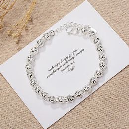 Fine Pretty Lovely Hollow Ball Chain 925 Sterling Silver Bracelet for Women Fashion Wedding Party Couple Gifts Jewelry 240515