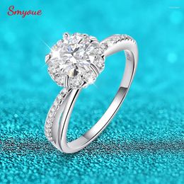 Cluster Rings Smyoue 18k Plated Certified Moissanite For Women 7 Colors Stone Lab Diamond Engagement Promise Band 925 Sterling Silver