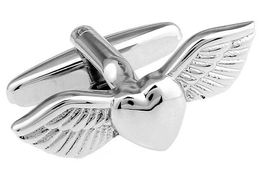 Cuff Links Sunnylink Mens Cufflinks New Wing Heart Love Shirt Silver Cufflinks L1455