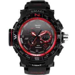 luxury Fantastic watch Outdoor Dual Display 50m Waterproof Teenage Watch Tide Male Fashion SMAEL LED Electronic Watch Multi-function 15 234o
