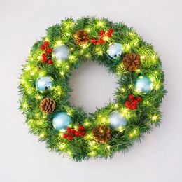 Decorative Flowers 30/40cm Christmas Wreaths Led Door Hanging Rattan Venue Layout Decorations Garland For Home Party Decor 2024