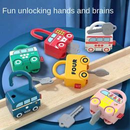 Other Toys Baby Learning with Key Car Game Montessori Education Number Matching Lock Sensor Childrens Toy 1 2 3 Years