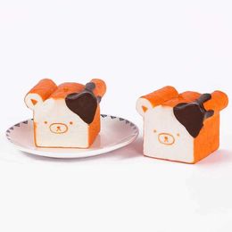 10PCS Decompression Toy Cute Simulated Cartoon Bear Toast PU Slow Rebound Toys Creative Soft Pinch Music Fidget Toy Children Adult Decompress Toys