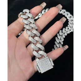 Factory Custom Hip Hop 925 Colar Iced de Prata 8mm 10mm 12mm 14mm VVS Moissanite Maimi Chain Link Chain Men Women