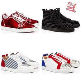 Designer Casual shoes Mens Womens Fashion Sneakers Red Bottoms Defender Low Black White Leather Spike Trainers 2024