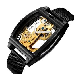 Men Flywheels Bridge Movement Exhibition Manual Mechanical Wrist Watch J55 Wristwatches 210o