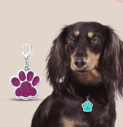 Multi Colour Blank Metal Cat Dog Tags ID Card Engravable Pet Name Collar Tag Puppy Kitty Pendant NamePlate Glitter Paw Claw AntiL2625260