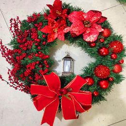 Decorative Flowers Christmas Door Wreath Holiday Home Window Wall Decoration Flower Ring Celebration Party