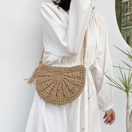 Shoulder Bags Woven Handbag Ladies Fashion Summer Straw Crossbody Bag Female Beach Holiday Shopping Messenger Purses Women