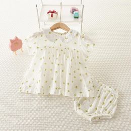 Clothing Sets 2psc Summer Born Infant Baby Girls Doll Collar Small Floral Suit Short-sleeved Shirt Shorts Kids Fashion