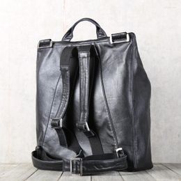 Backpack Backpacks Men Cowskin Leather High Quality Handmade Male Casual Laptop Backbag Messenger Crossbody Bag Simple Satchel