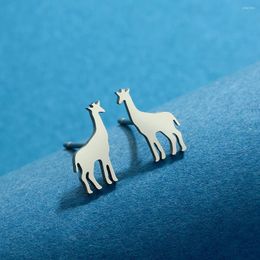 Stud Earrings Kinitial Stainless Steel For Women Cartoon Jewellery Cute Animal Giraffe Children Statement