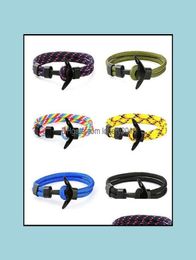 10PcLot Gold Nautical Charm Anchor Bracelet For Men Women MtiWrap Rope Bracelets Adjustable Size 6quot8quot Drop Delivery 22763740