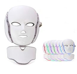 7 LED light Therapy face Beauty Machine LED Facial Neck Mask With Microcurrent for skin whitening device dhl shipment268Y5881906