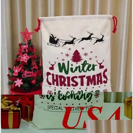 Christmas Decorations Usa Stock Sublimation Santa Sacks Bag Gift Bags For Storing Presents Stocking Stuffers Or 50Pcs/Carton Drop Deli Dhjgi