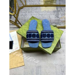 top quality Slippers luxury Designer Casual shoe sandale women men triangle Sliders fashion sandal Raffias Straw weave platform