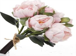 Real Natural Touch 8 Flowers Heads PU Peony Buds bouquet wedding bride Holding flower bridal hand hold flowers home decorative o2123562