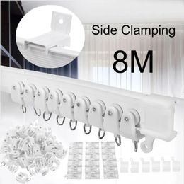 8M Flexible Ceiling Bendable Curtain Rail Cuttable Track Side Clamping For Curved Straight Bay Windows Pole Accessories 240516