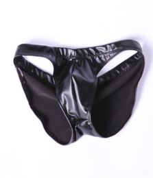 Underpants PU Faux Leather Tanga Hip Shirring Briefs Mens Kilted Shapewear Latex Underwear Sexy Lingerie U Convex Bag Pleated Pant6890158