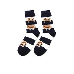 Men And Women Socks Funny White And Black Stripe Cartoon Sloth Motion Korea Harajuku Socks Male 2pcs1pairs2780324