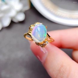 Cluster Rings MeiBaPJ Natural Colorful Opal Gemstone Flower Fashion Ring For Women Real 925 Sterling Silver Charm Fine Wedding Jewelry