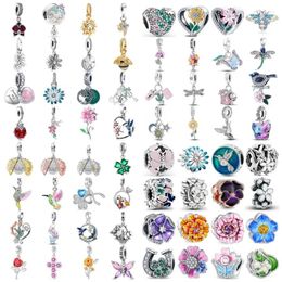 Loose Gemstones Real 925 Sterling Silver Plated Spring Butterfly Bird Charm Beads Fit Original Charms Bracelet Women DIY Jewelry