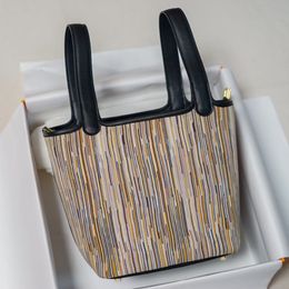 12A top Mirror quality luxury Classic Designer Bag ladies handbag genuine leather all handmade 18cm spring/summer casual Minimalist black bucket bag commuter bag