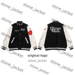 Human Made Jacket Sheep Embroidery Leather Human Made Sleeve Men's Women's Humanmade High End Luxury Lightweight Breathable Fashionable and Handsome Jacket d137