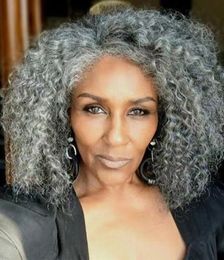 Silver Grey Lace Front wiigs Human Hair for Black Women Raw burmese Curly T Part Glueless 13x4x1 salt&pepper Gray wig 130% Density