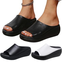 Casual Shoes Women Slip On Sandals Non Wedge Platform Fashion Open Toe Height Increasing For Seaside Vacation