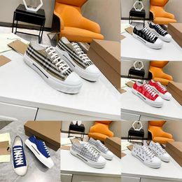 Designers Vintage Print Check Striped Sneakers Flats Shoes Low-top Gabardine Men Women Lettering Plaid Canvas Shoes