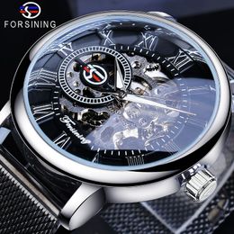 Hot New Forsining Fusini Foreign Trade Popular Style Cross-Border Manual Hollow Mechanical Watch Mens Steel Belt Watch Wristwatches 267R