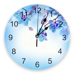 Wall Clocks Orchid Flower Petal Branch Clock Modern Design Living Room Decoration Kitchen Mute Watch Home Interior Decor