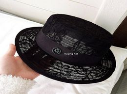 Black Lace Flat Hats Holiday Beach Hat Womens Wide Brim Hats High Quality Sun Hat Tide Fisherman Hats6123860