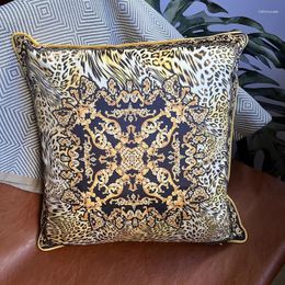 Pillow DUNXDECO Luxury Leopard Print Velvet Yellow Colour Cover Decorative Case Modern Office Sofa Chair Coussin