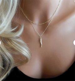 Pendant Necklaces Italian Cornicello Horn Necklace In Stainless Steel Protection Good Luck Fertility Amulet Gold Cornetto Chili Pe9565096