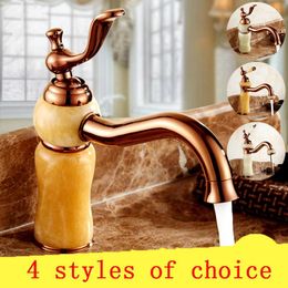 Kitchen Faucets 4 Style Bathroom Jade Basin Faucet Golden Brass Toilet Cold And Antique European Sink Water Mixer Tap